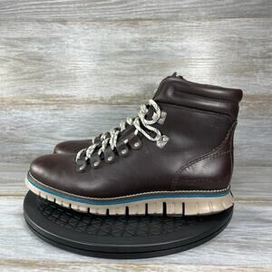Cole Haan Men's Zerogrand Dark Brown Leather Waterproof Hiking Boots Size 7